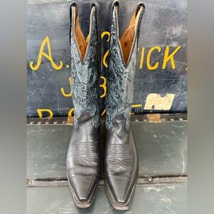 Boulet Black and Blue Western Cowboy Boots